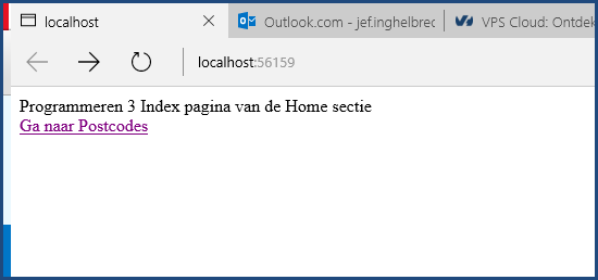 Oefening Postcodes csv bestand Mockup Index pagina